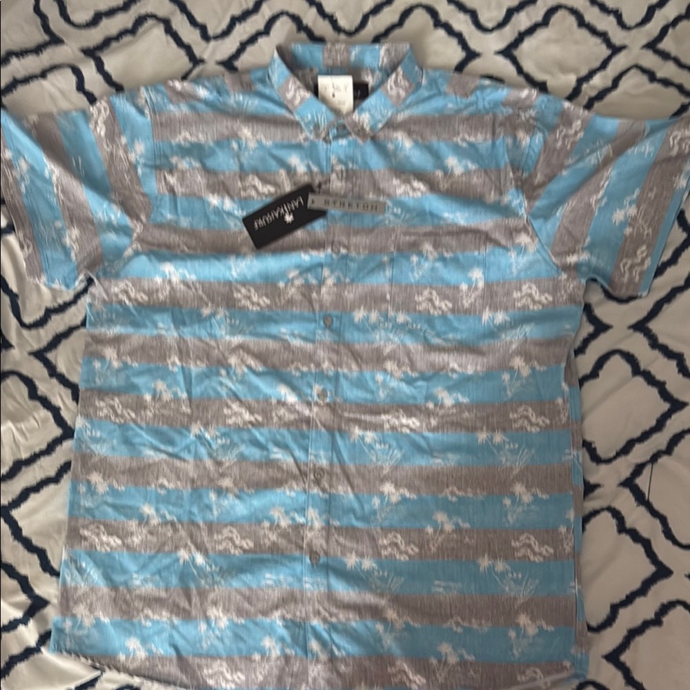H&M Blue and Gray Casual Button Down Shirt